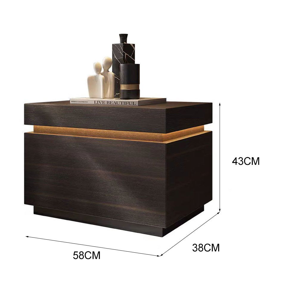 LIVARA NT1393 Eco-Friendly Board Wood Veneer Drawer LED Light Bedside Table