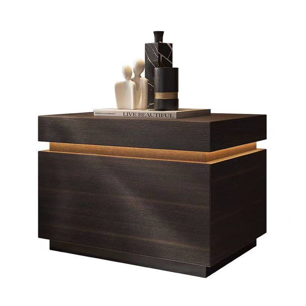 LIVARA NT1393 Eco-Friendly Board Wood Veneer Drawer LED Light Bedside Table