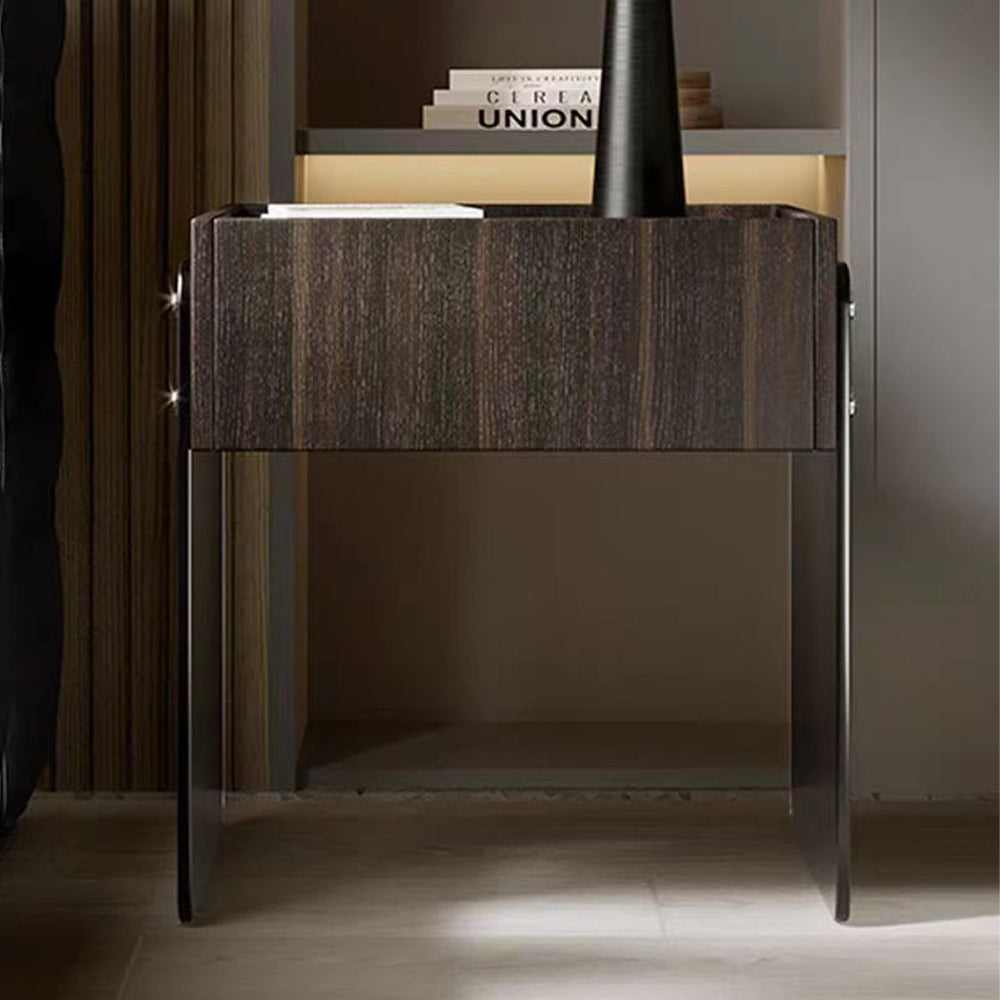 LIVARA NT1394 Eco-Friendly Board Wood Veneer Drawer Acrylic Panel Bedside Table