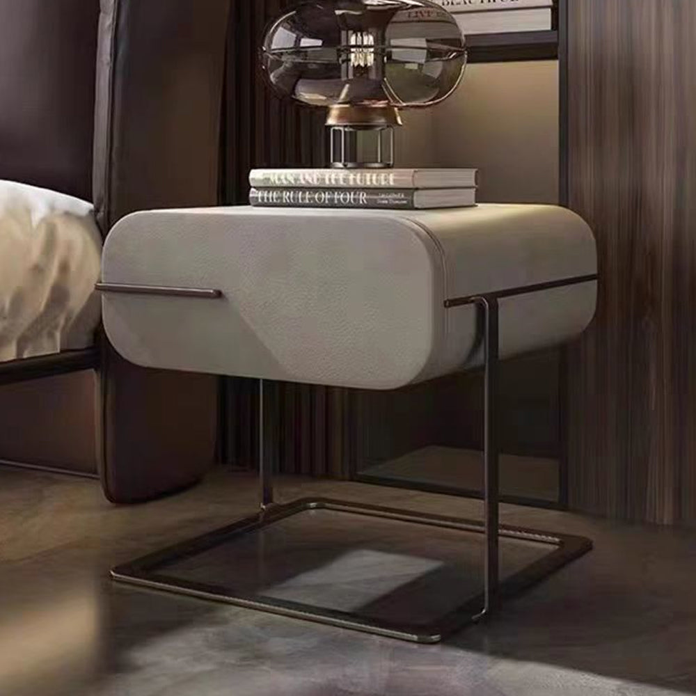 LIVARA NT1395 Solid Wood Cabinet Black Titanium Stainless Steel Base Bedside Table