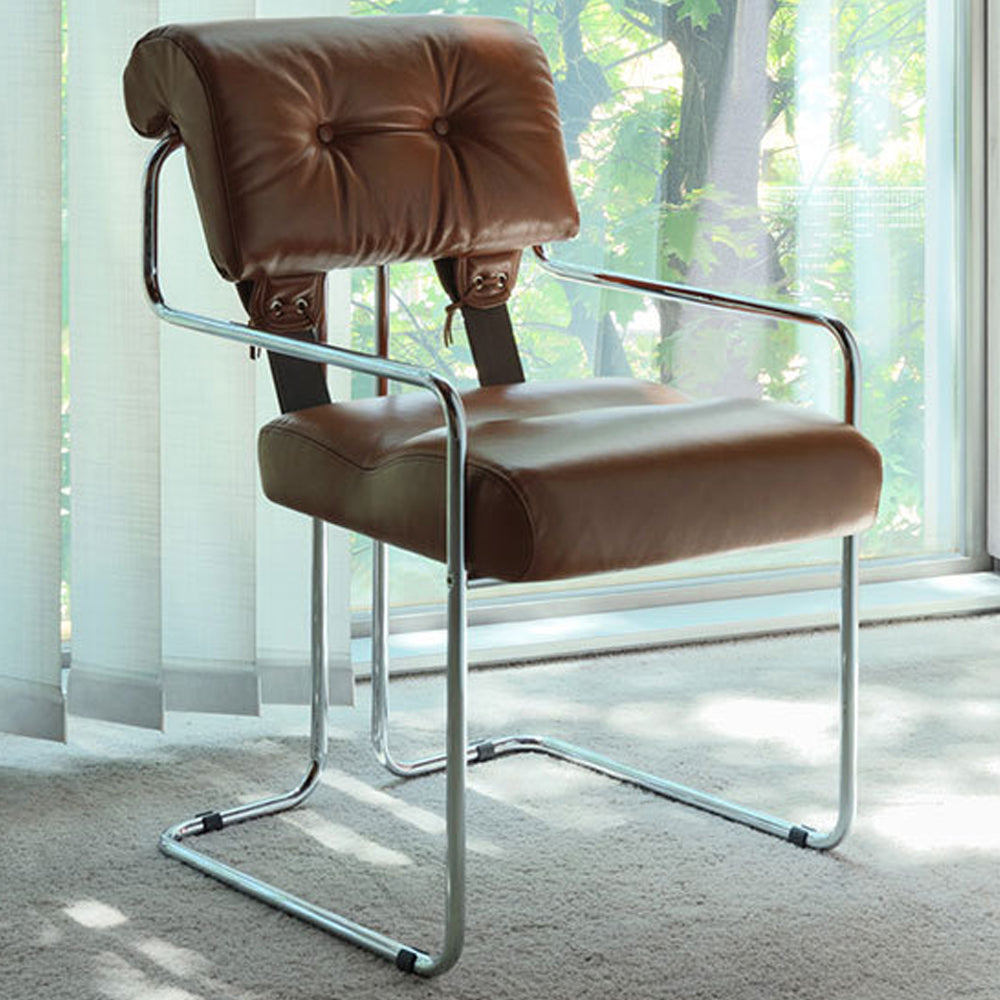 LIVARA EC1190 Black Titanium Stainless Steel Frame Leisure Chair - Brown