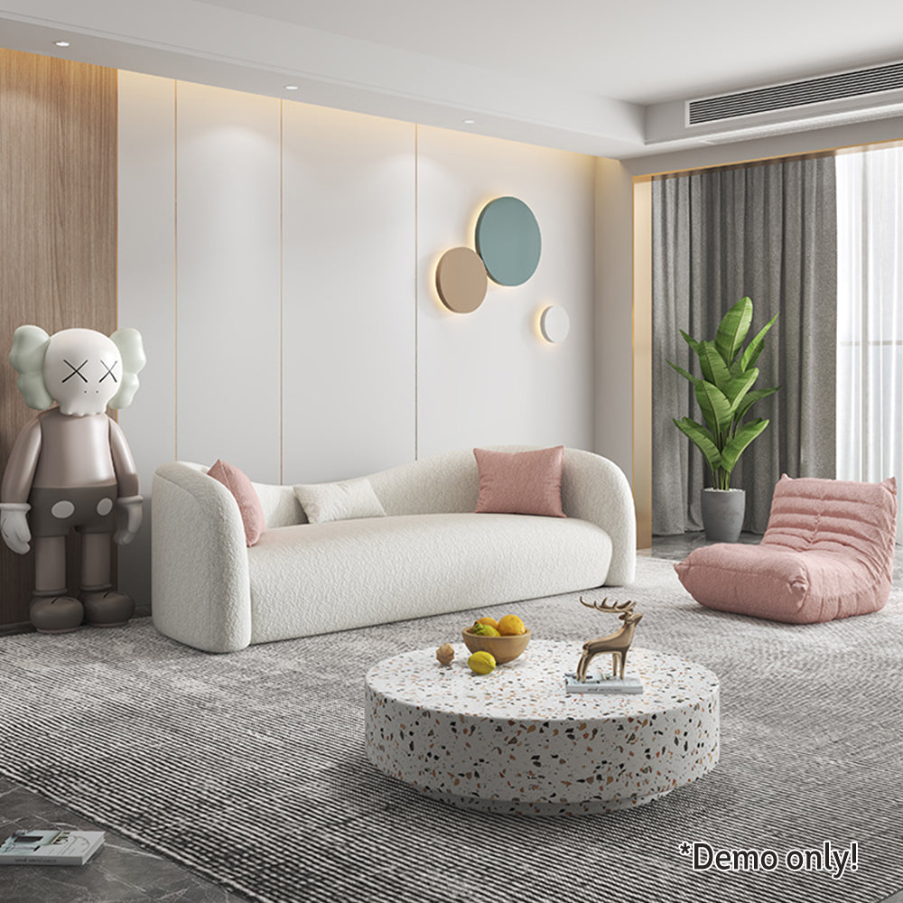 LIVARA SM1004 240cm Length Butterfly-shaped Backrest Sofa Solid Wood Frame - Beige