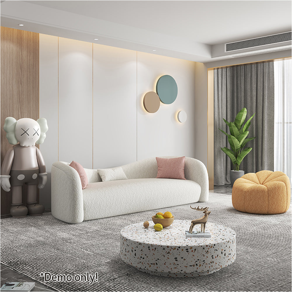 LIVARA SM1004 240cm Length Butterfly-shaped Backrest Sofa Solid Wood Frame - Beige