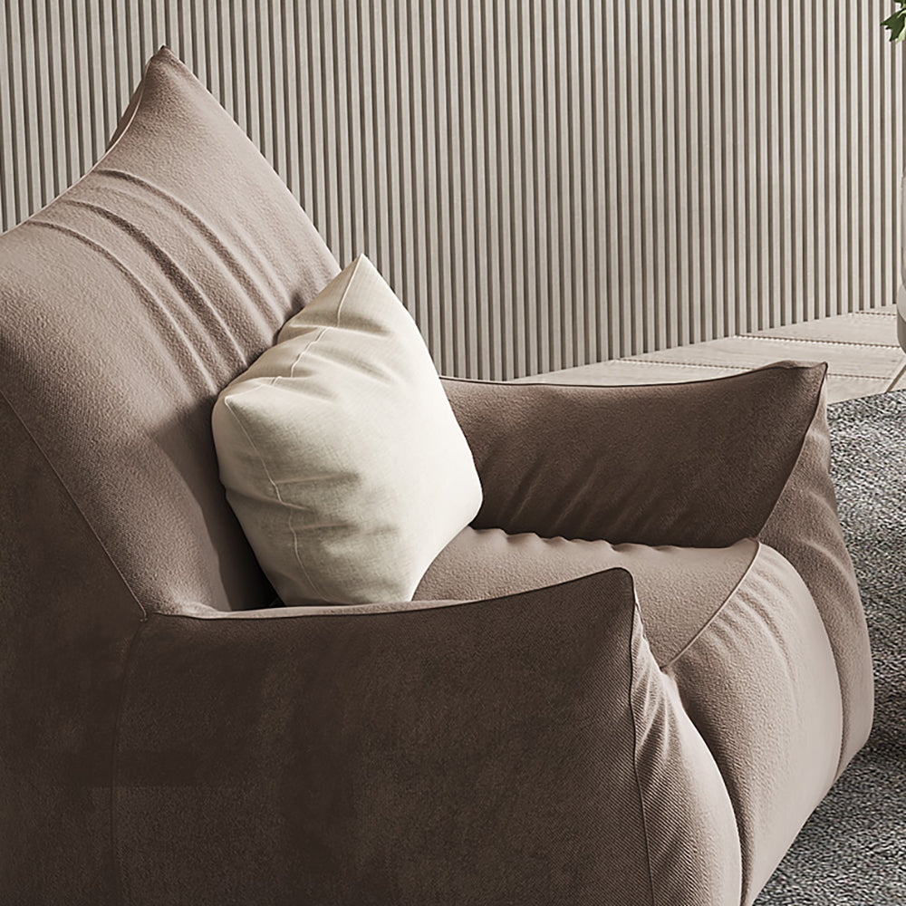 LIVARA Cream-Style Single Velvet Sofa With A Throw Pillow