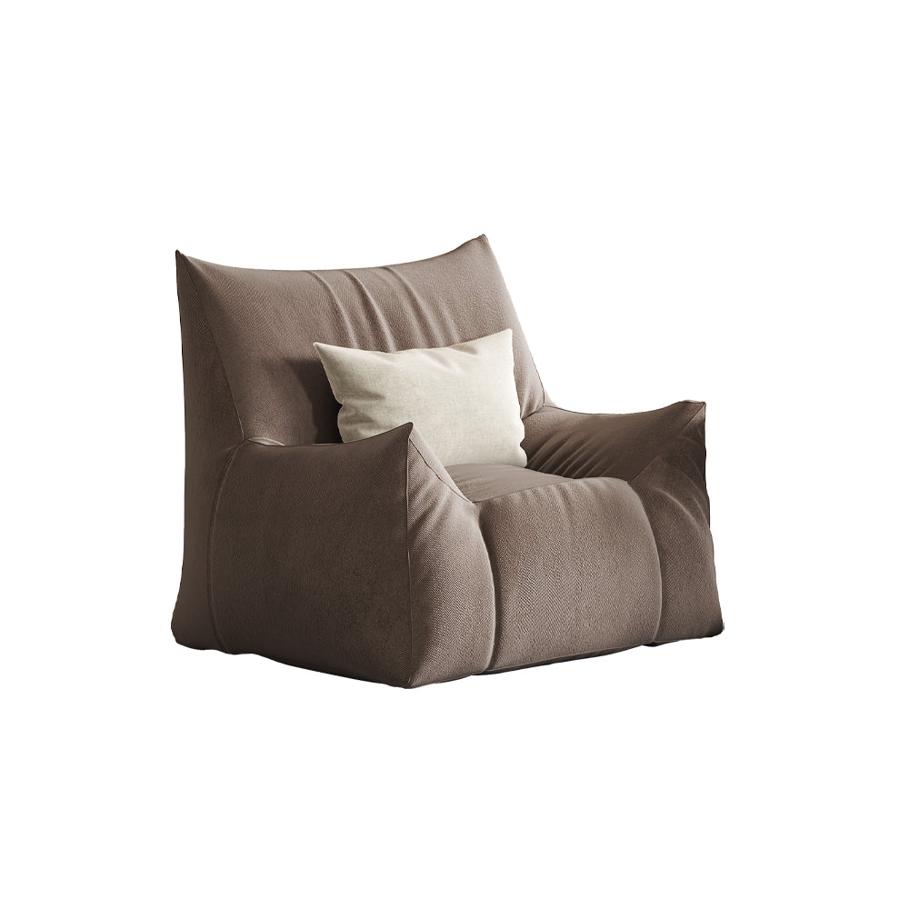 LIVARA Cream-Style Single Velvet Sofa With A Throw Pillow