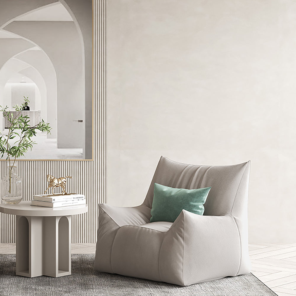 LIVARA Cream-Style Single Velvet Sofa With A Throw Pillow