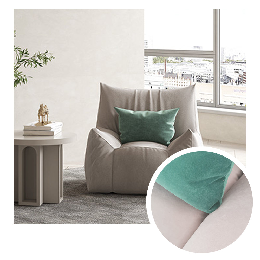 LIVARA Cream-Style Single Velvet Sofa With A Throw Pillow