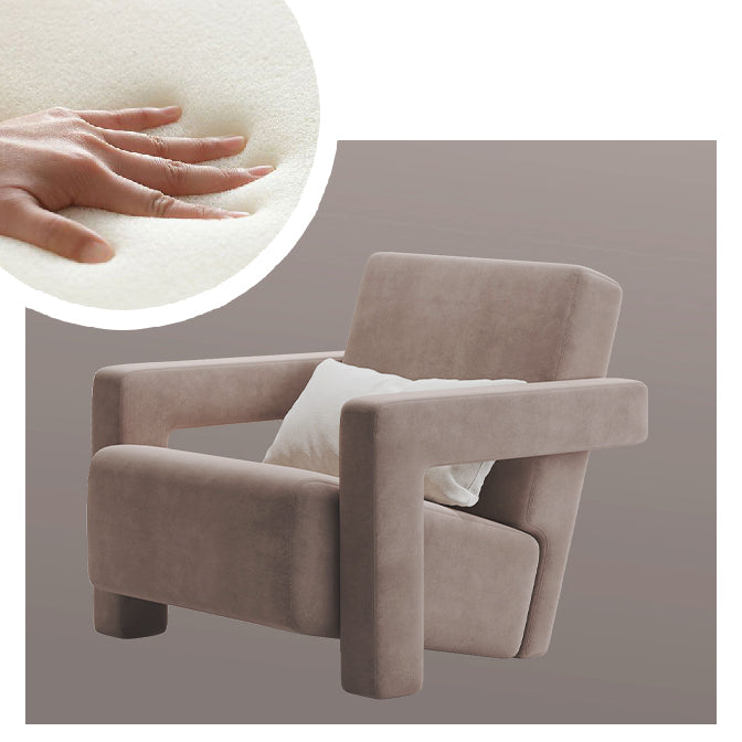 LIVARA SM1006 Cream-Style Single Velvet Sofa With A Throw Pillow