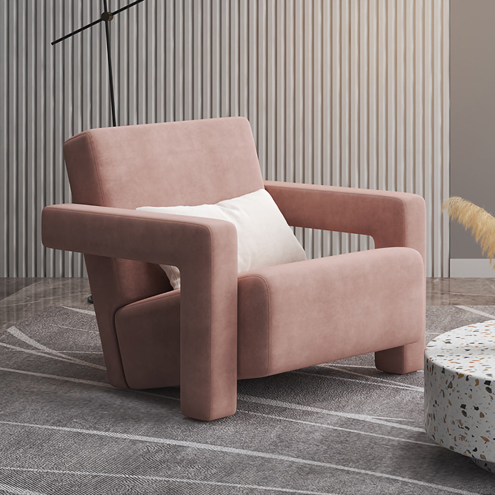 LIVARA SM1006 Cream-Style Single Velvet Sofa With A Throw Pillow