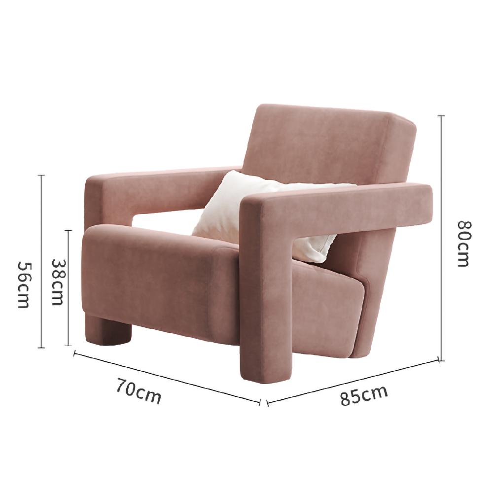 LIVARA SM1006 Cream-Style Single Velvet Sofa With A Throw Pillow