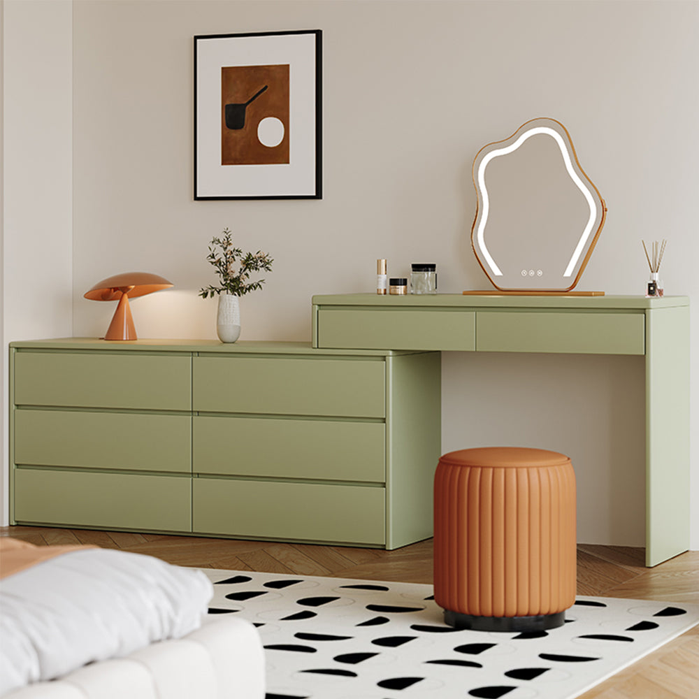 LIVARA 1008 Expandable Design 120cm Length LED Mirror Dressing Table With Stool - Green