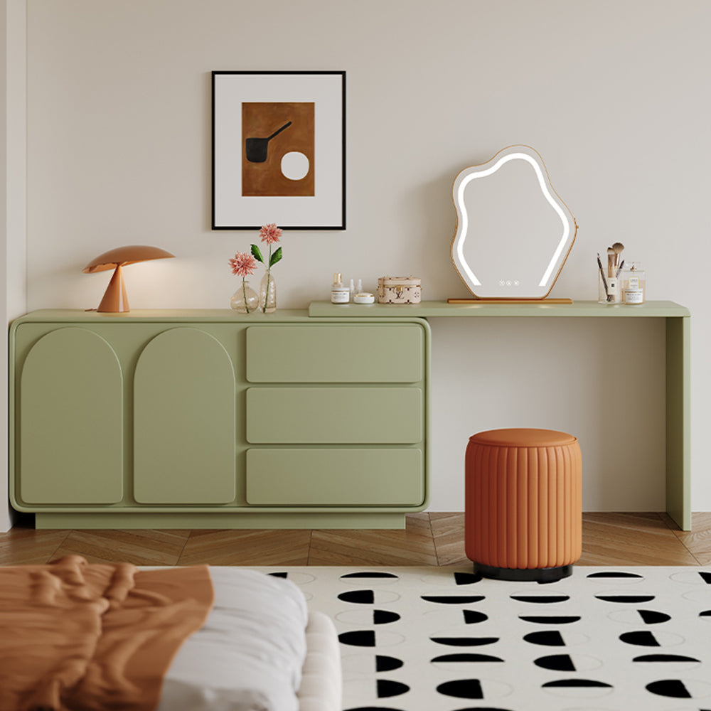 LIVARA 1009 Expandable Design 120cm Length LED Mirror Dressing Table With Stool - Green