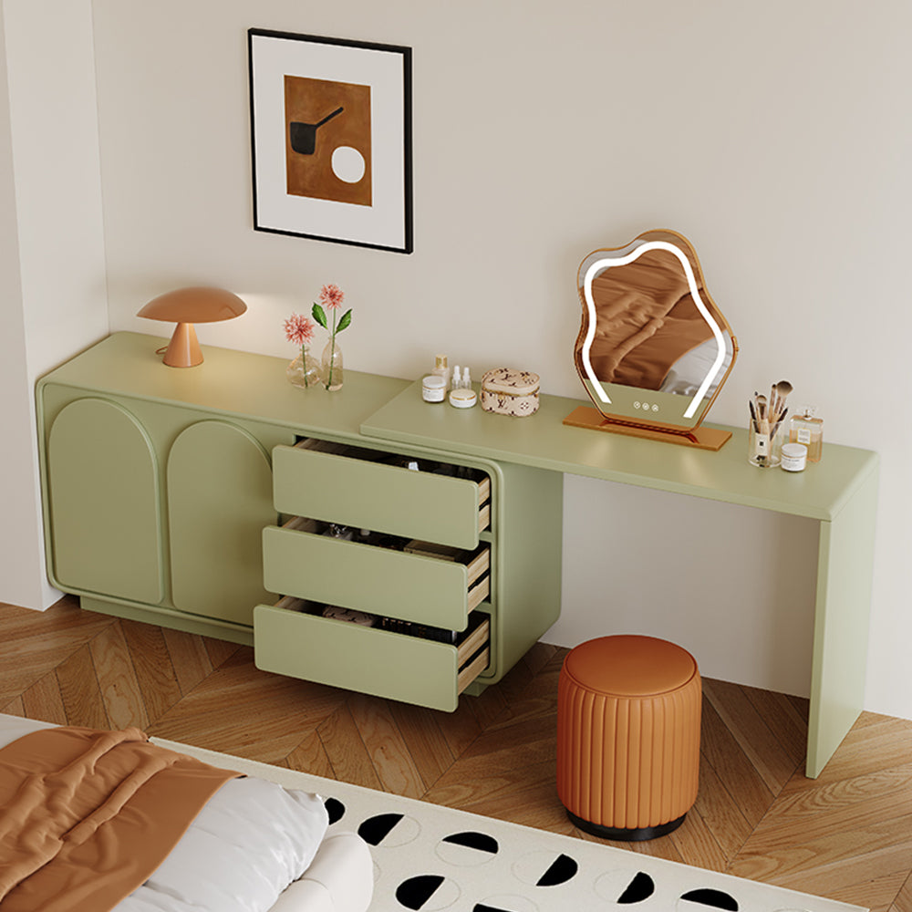 LIVARA 1009 Expandable Design 120cm Length LED Mirror Dressing Table With Stool - Green