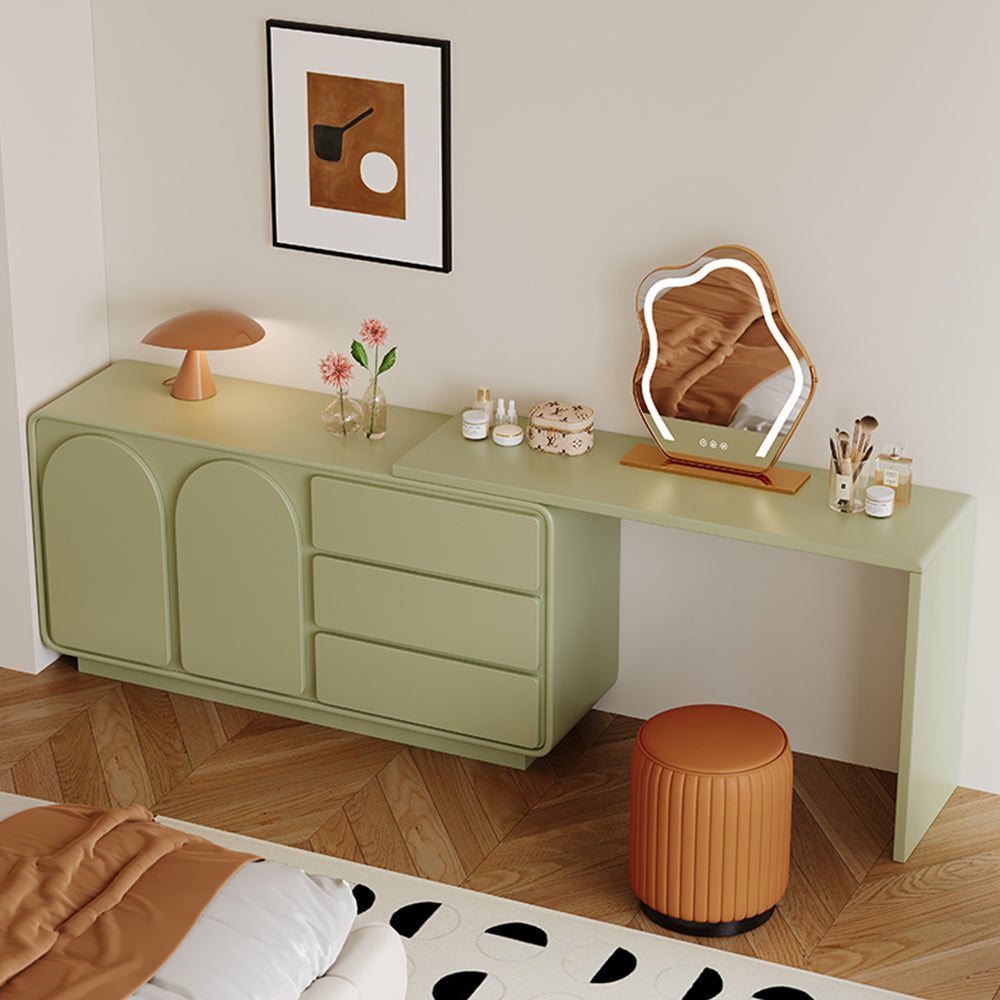 LIVARA 1009 Expandable Design 120cm Length LED Mirror Dressing Table With Stool - Green
