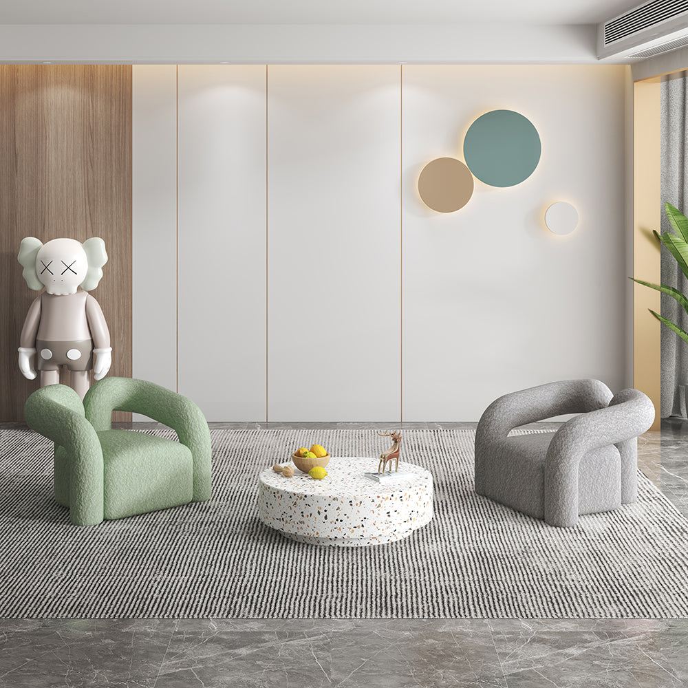 LIVARA SM1010 Cream-Style Single Velvet Sofa With A Throw Pillow