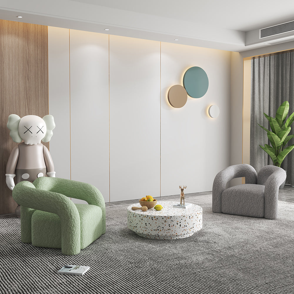 LIVARA SM1010 Cream-Style Single Velvet Sofa With A Throw Pillow