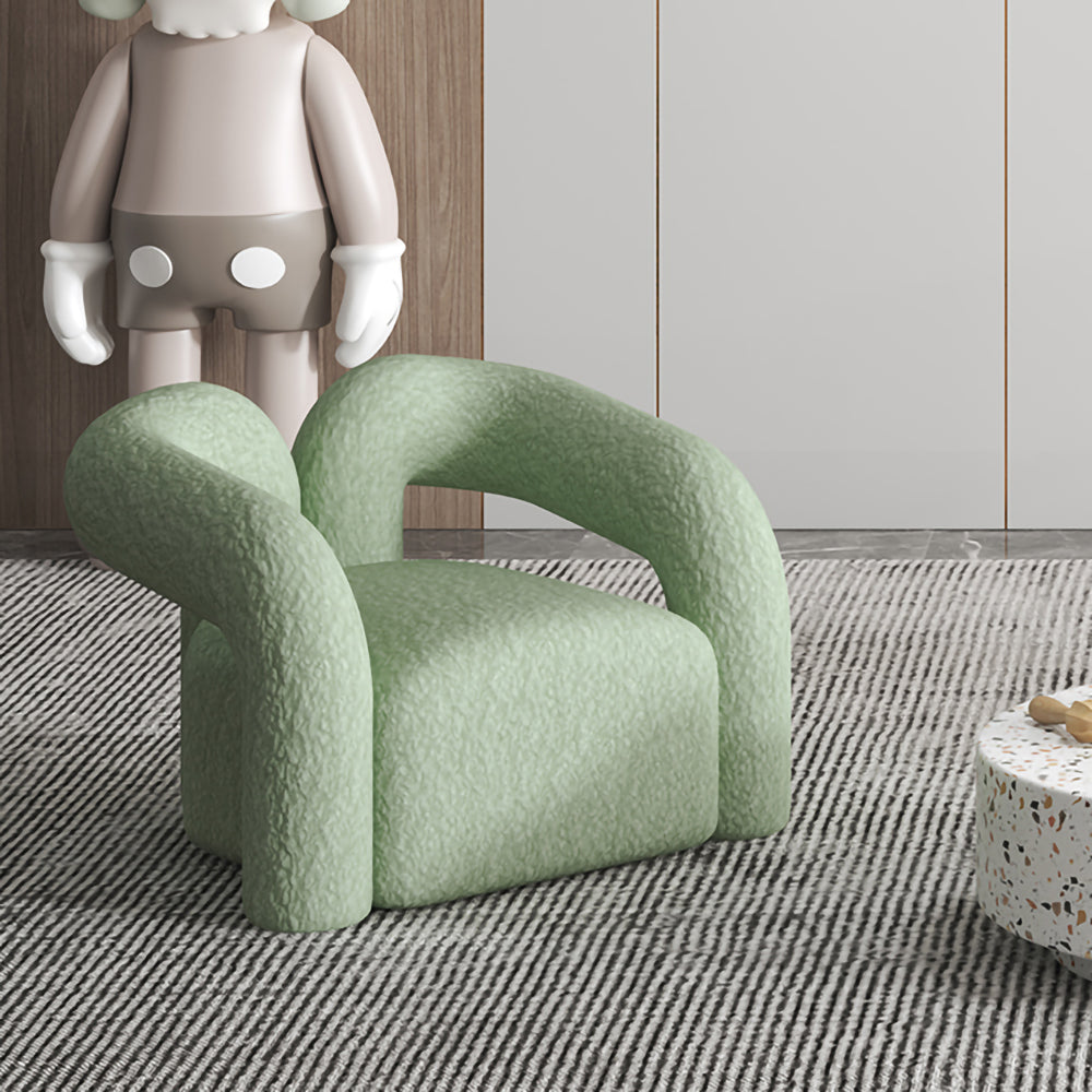 LIVARA SM1010 Cream-Style Single Velvet Sofa With A Throw Pillow