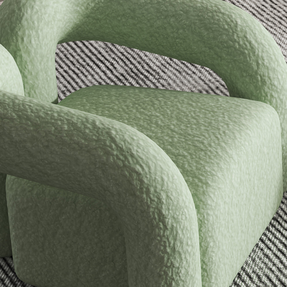 LIVARA SM1010 Cream-Style Single Velvet Sofa With A Throw Pillow