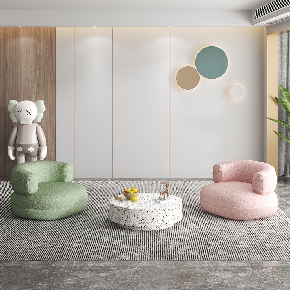 LIVARA SM1011 Cream-Style Single Velvet Sofa With A Throw Pillow