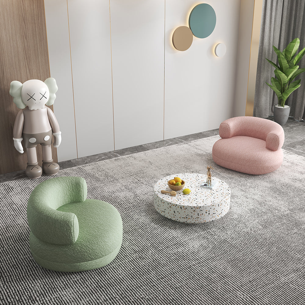 LIVARA SM1011 Cream-Style Single Velvet Sofa With A Throw Pillow