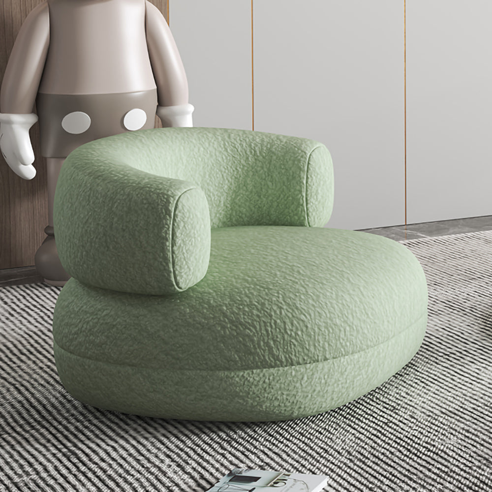 LIVARA SM1011 Cream-Style Single Velvet Sofa With A Throw Pillow