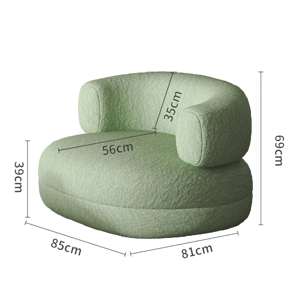 LIVARA SM1011 Cream-Style Single Velvet Sofa With A Throw Pillow