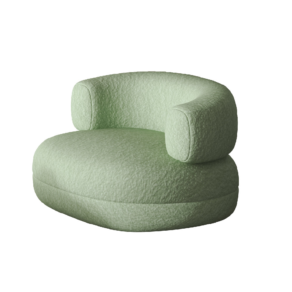 LIVARA SM1011 Cream-Style Single Velvet Sofa With A Throw Pillow