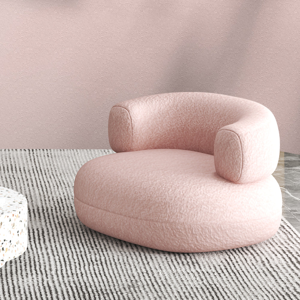 LIVARA SM1011 Cream-Style Single Velvet Sofa With A Throw Pillow