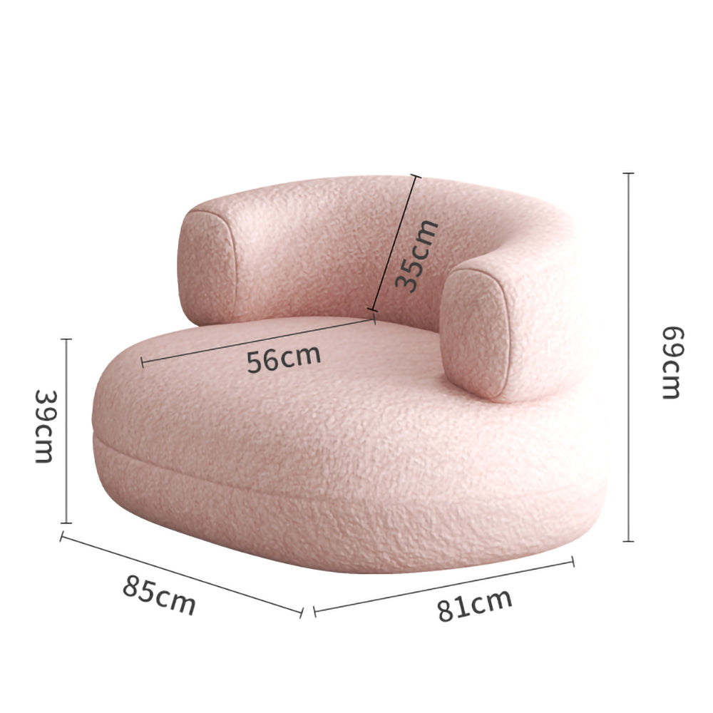 LIVARA SM1011 Cream-Style Single Velvet Sofa With A Throw Pillow