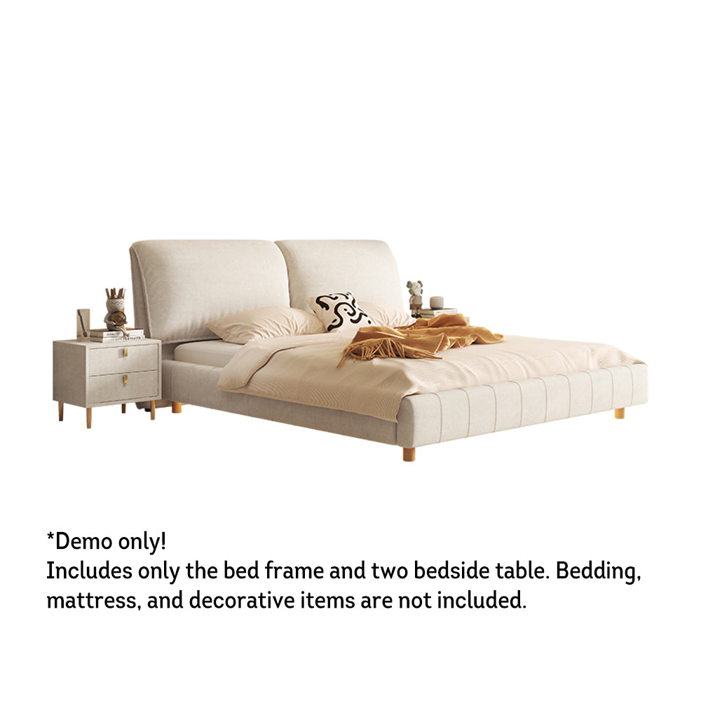 LIVARA SM1016 150/180cm Matte Fabric Sensor Light Bed With Two Bedside Tables - Beige