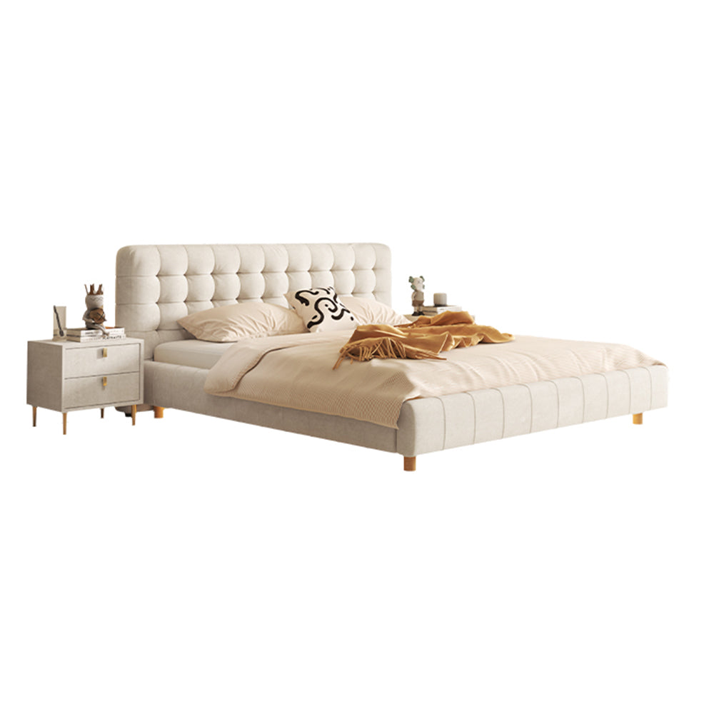 LIVARA SM1019 150/180cm Matte Fabric Sensor Light Bed With Two Bedside Tables - Beige