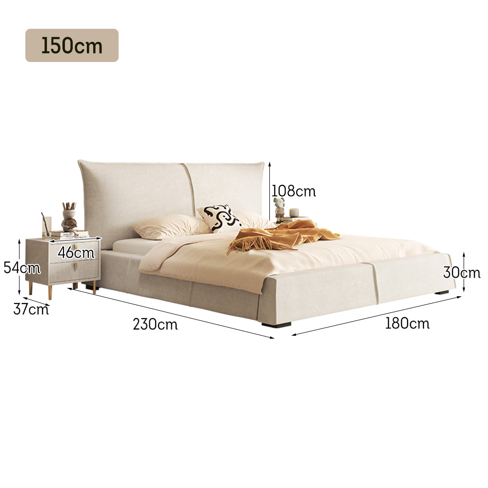 LIVARA SM1020 150/180cm Matte Fabric Sensor Light Bed With Two Bedside Tables