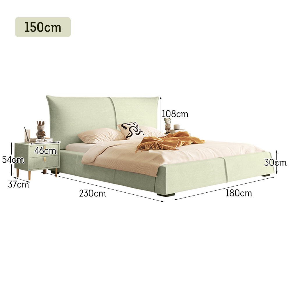 LIVARA SM1020 150/180cm Matte Fabric Sensor Light Bed With Two Bedside Tables