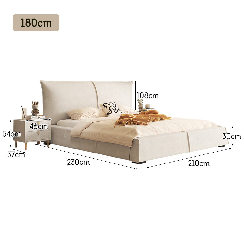 LIVARA SM1020 150/180cm Matte Fabric Sensor Light Bed With Two Bedside Tables