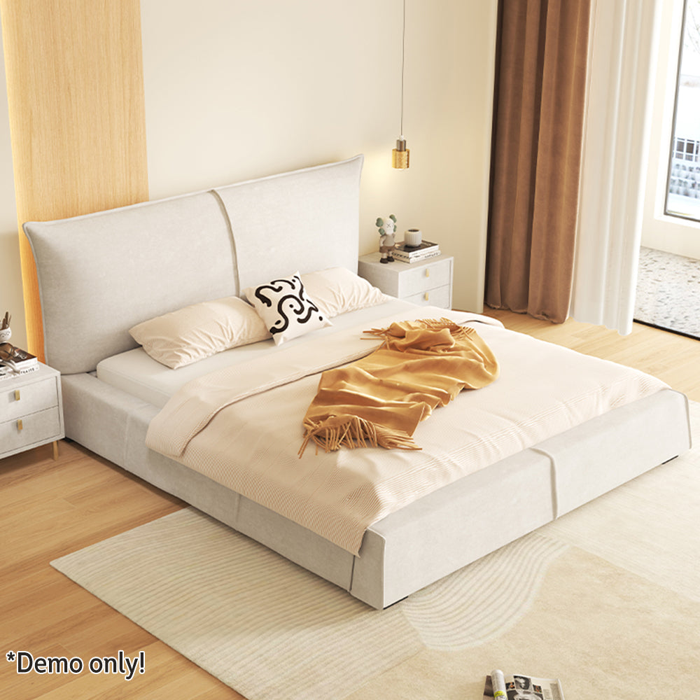 LIVARA SM1020 150/180cm Matte Fabric Sensor Light Bed With Two Bedside Tables