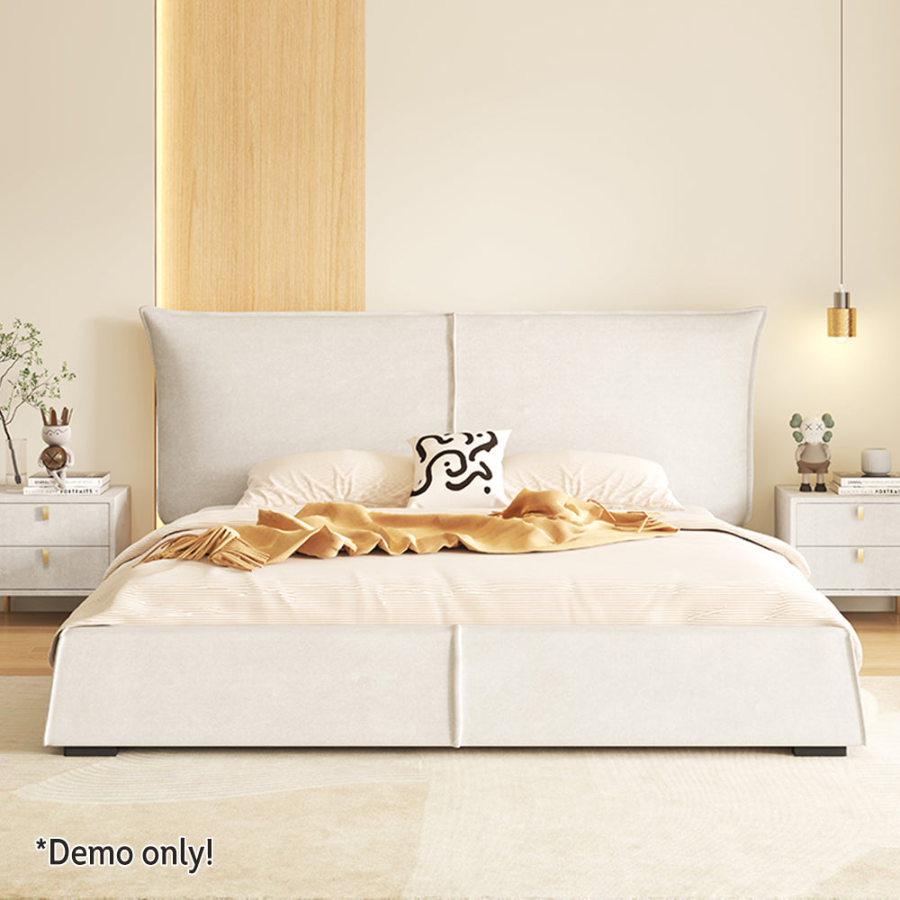 LIVARA SM1020 150/180cm Matte Fabric Sensor Light Bed With Two Bedside Tables