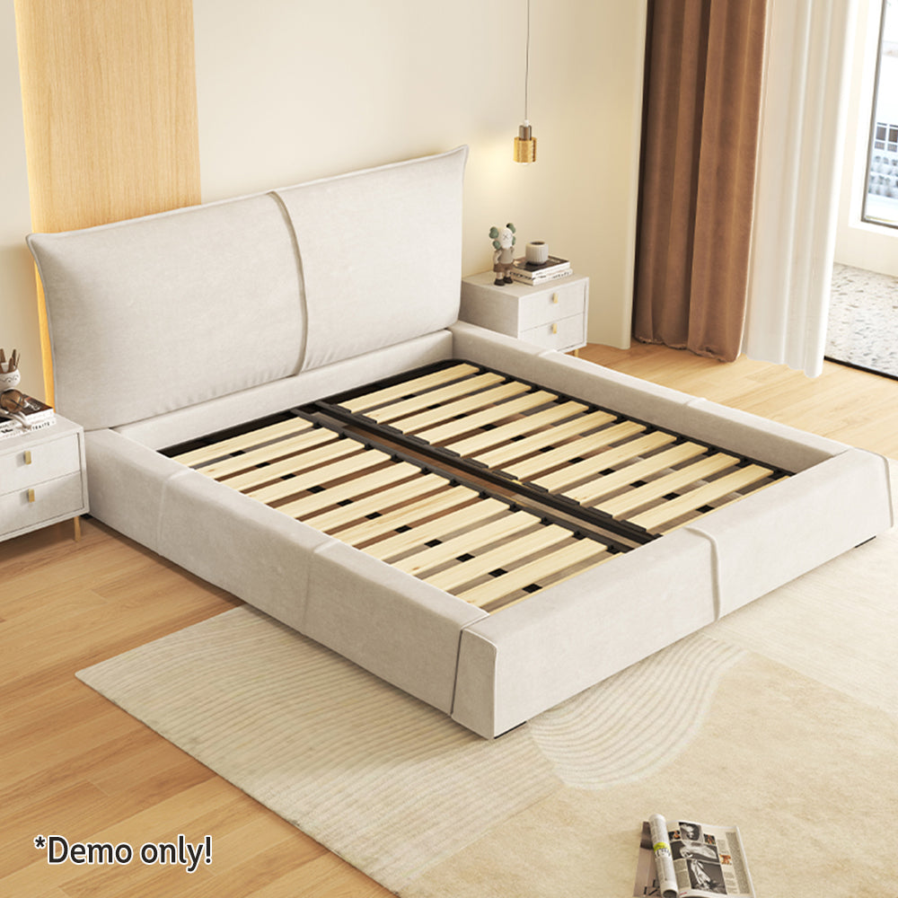 LIVARA SM1020 150/180cm Matte Fabric Sensor Light Bed With Two Bedside Tables