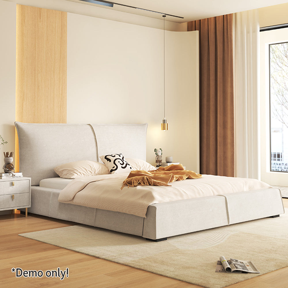 LIVARA SM1020 150/180cm Matte Fabric Sensor Light Bed With Two Bedside Tables