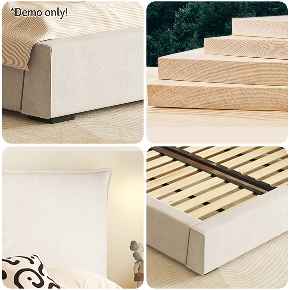 LIVARA SM1020 150/180cm Matte Fabric Sensor Light Bed With Two Bedside Tables