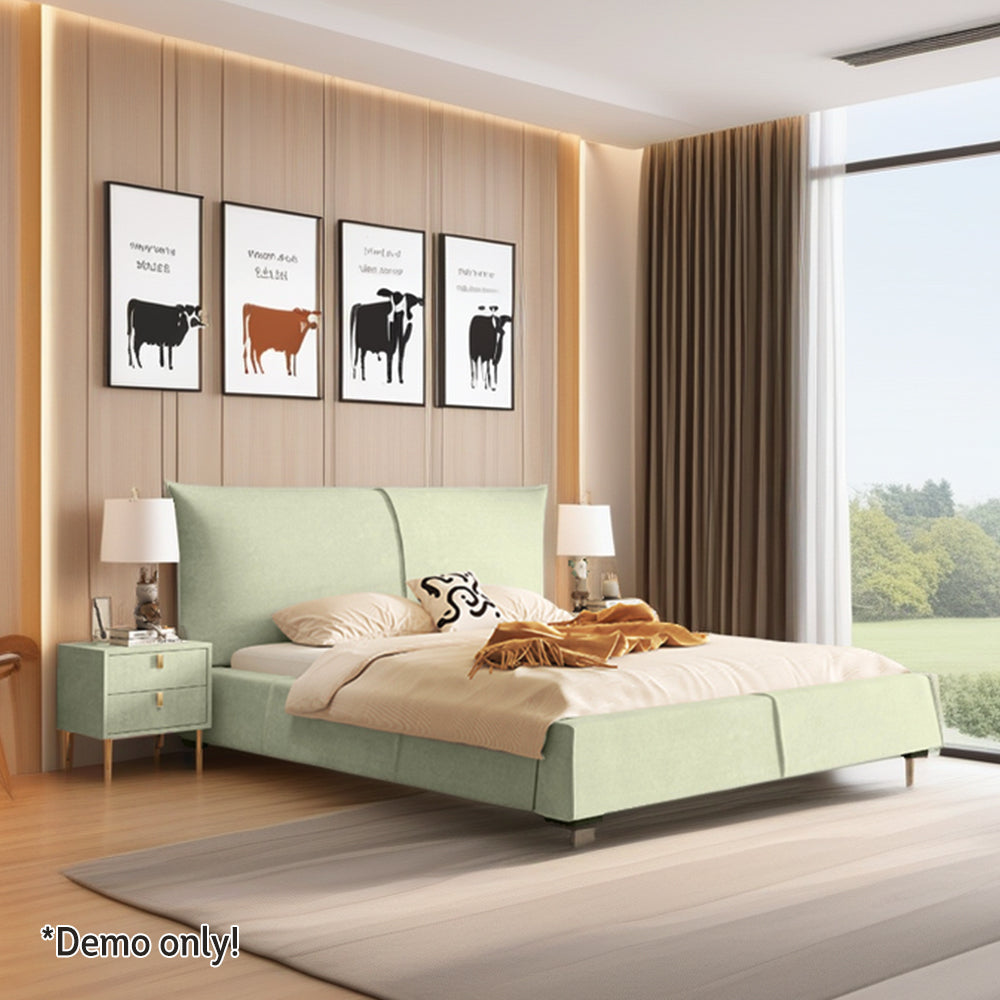 LIVARA SM1020 150/180cm Matte Fabric Sensor Light Bed With Two Bedside Tables