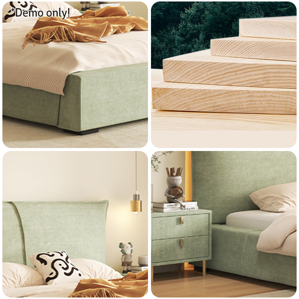 LIVARA SM1020 150/180cm Matte Fabric Sensor Light Bed With Two Bedside Tables