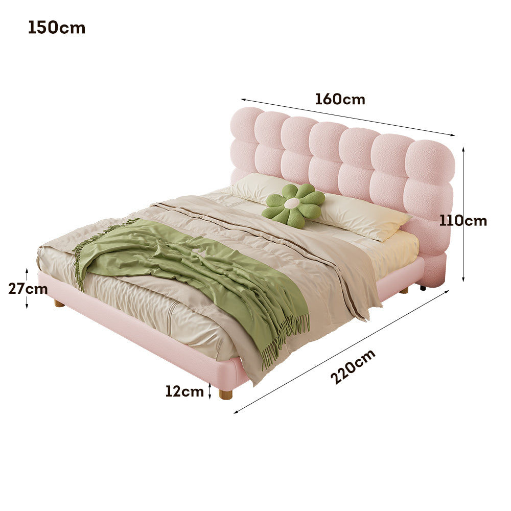 LIVARA Lazy Style 1031 Solid Wood Frame 150-180cm Double Bed - Pink