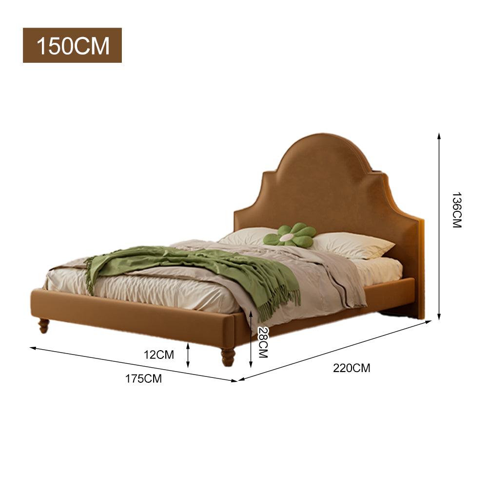 LIVARA SM1045 150/180cm Length Baby Velvet Fabric Bed Solid Wood Frame - Coffee