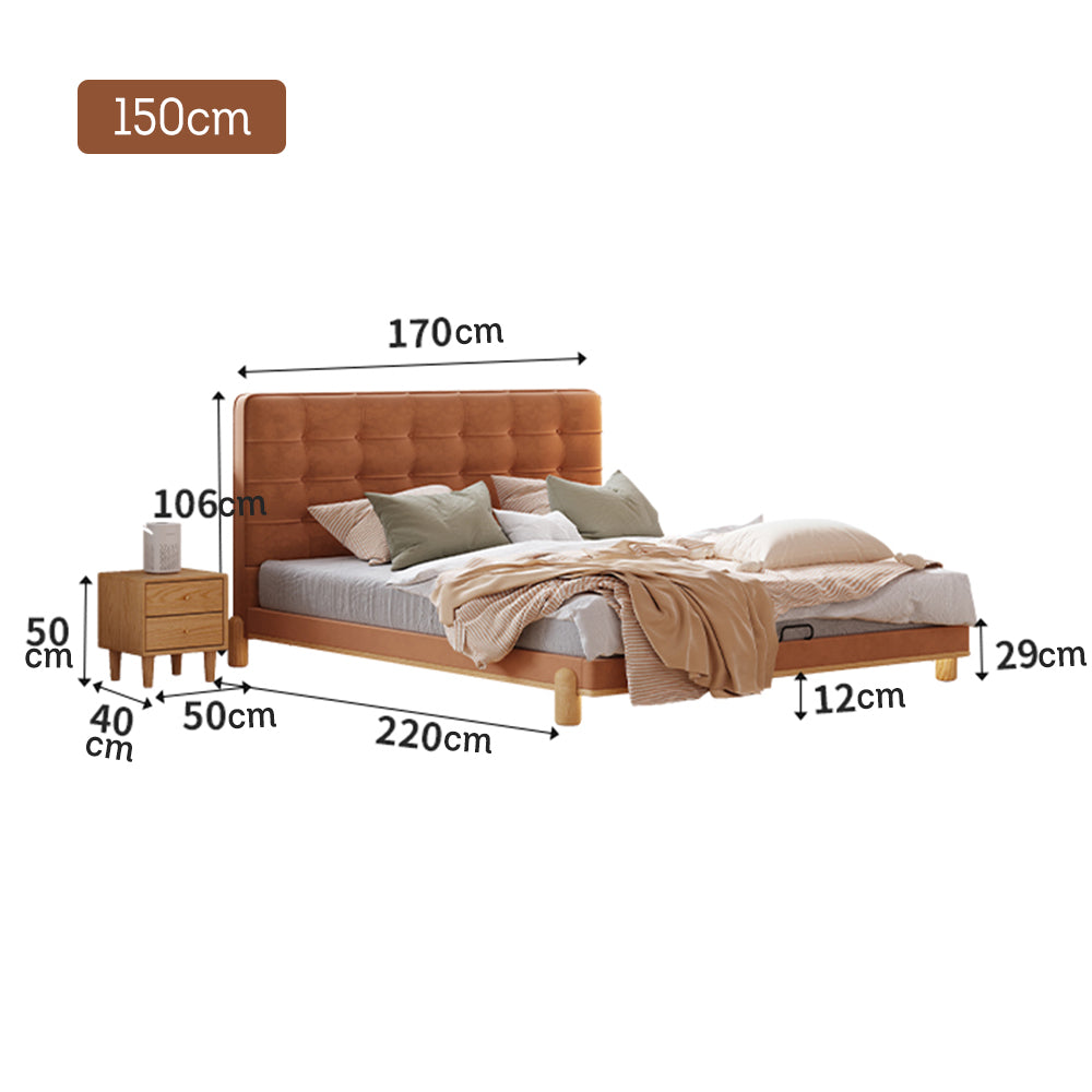 LIVARA SM1055 150/180cm Length Baby Velvet Fabric Bed With Two Bedside Tables - Brown