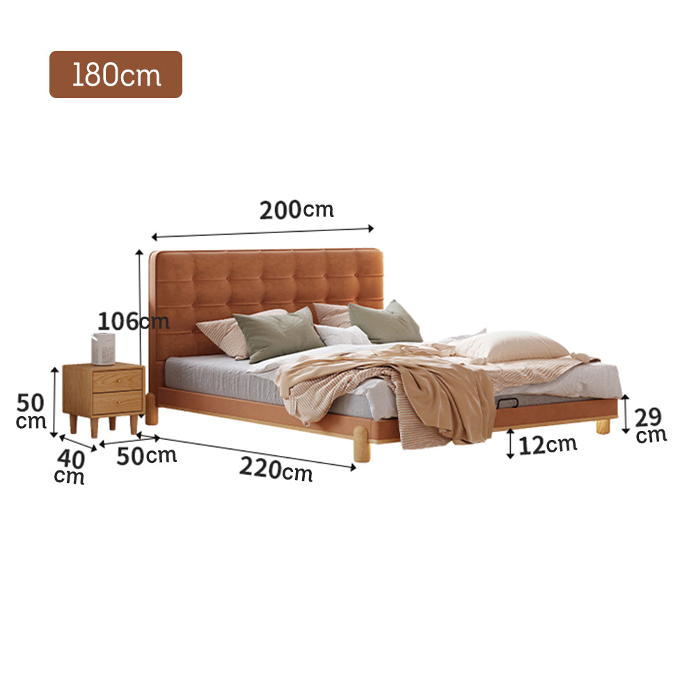 LIVARA SM1055 150/180cm Length Baby Velvet Fabric Bed With Two Bedside Tables - Brown