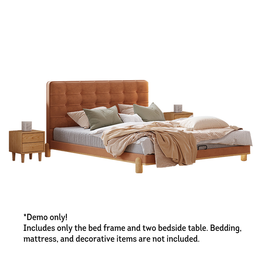 LIVARA SM1055 150/180cm Length Baby Velvet Fabric Bed With Two Bedside Tables - Brown