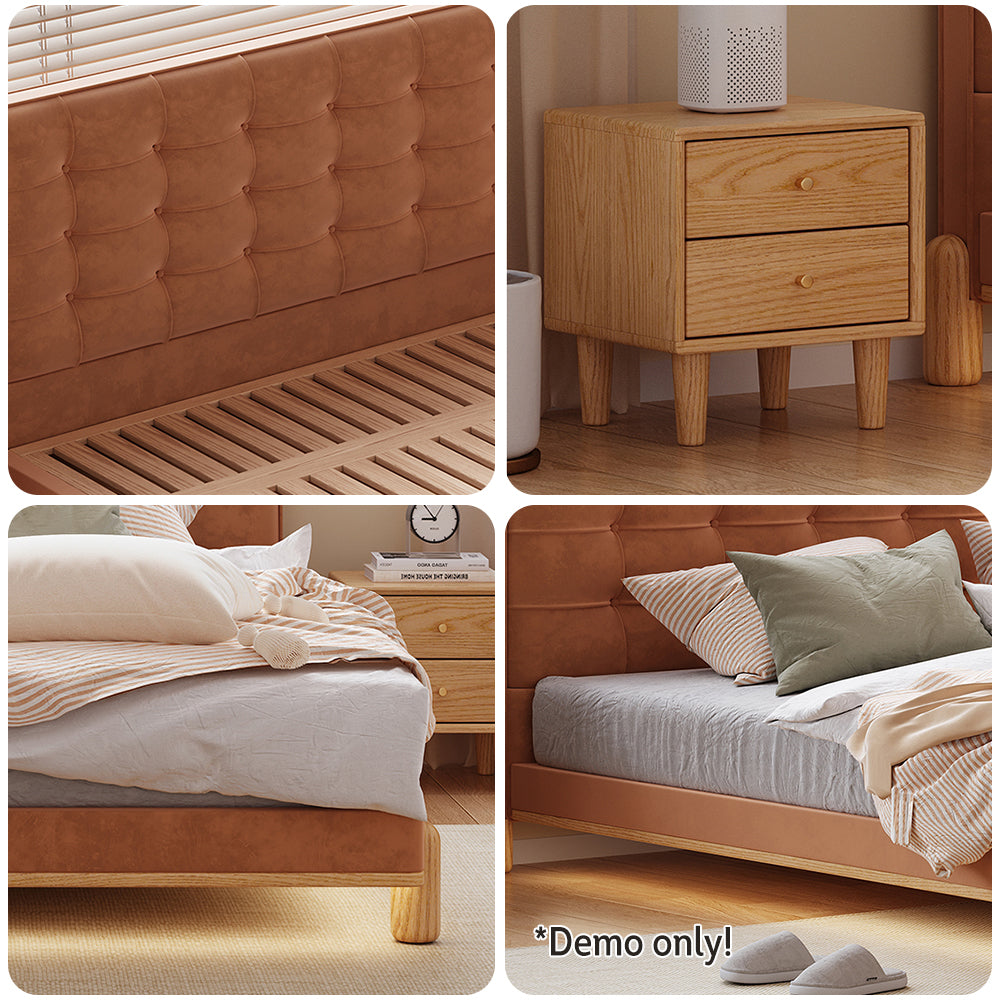 LIVARA SM1055 150/180cm Length Baby Velvet Fabric Bed With Two Bedside Tables - Brown