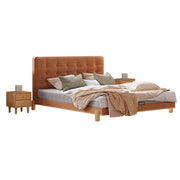 LIVARA SM1055 150/180cm Length Baby Velvet Fabric Bed With Two Bedside Tables - Brown