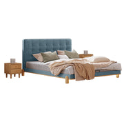 LIVARA SM1055 150/180cm Length Baby Velvet Fabric Bed With Two Bedside Tables - Blue