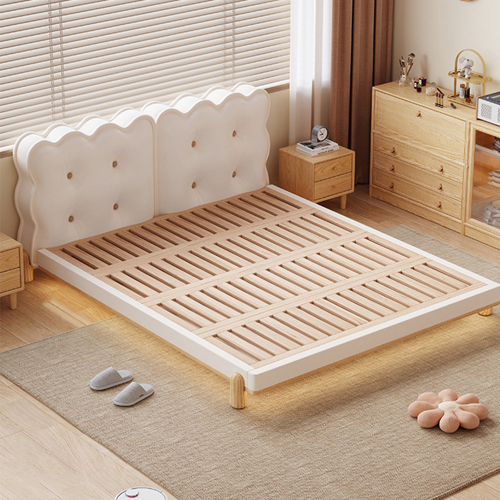 LIVARA SM1056 150/180cm Length Cat Scratch-resistant Leather Bed With Two Bedside Tables - Brown